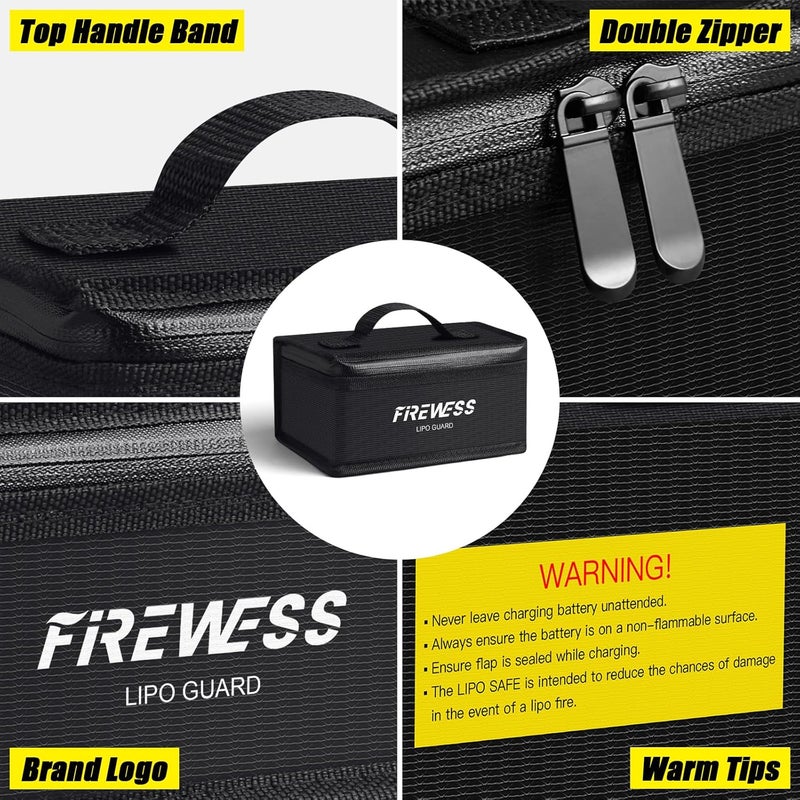 FIREWESS 2 Pack Lipo Safe Bag Fireproof, lithium battery bag fireproof and Explosionproof, Lipo Battery Storage Guard Safe Pouch for Charge and Storage - Image 5